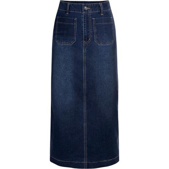 Long Denim Skirt for Women Deep Blue - Picture 1 of 5